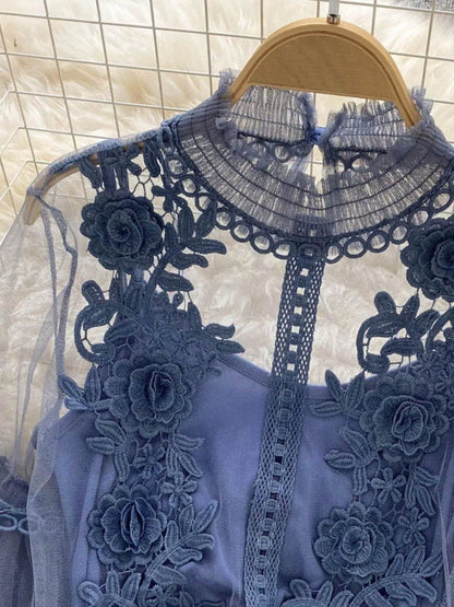 Floral Lace Blouse & Cami Set