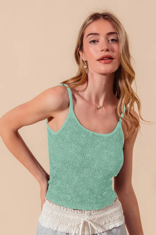 SO ME Two Tone Floral Seamless Tank Top