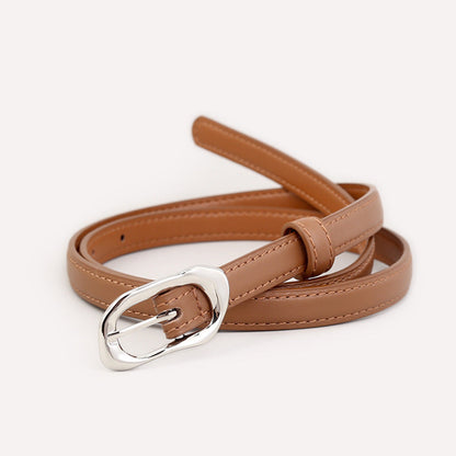 Silver Buckle Skinny Belt