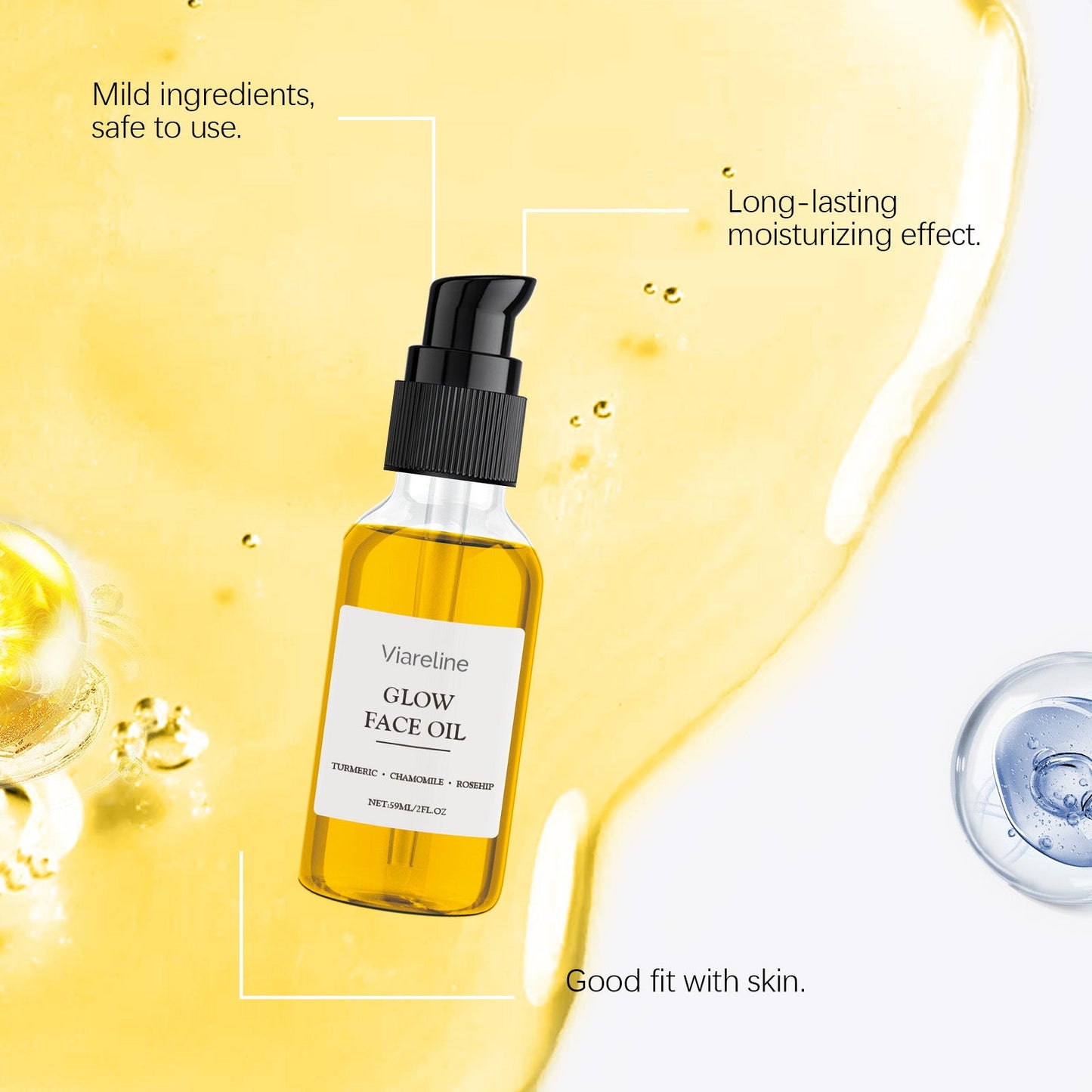 Viareline Turmeric Facial Essential Oil Nourishes, Hydrates, Moisturizes And Cares For The Skin Of The Face And Neck