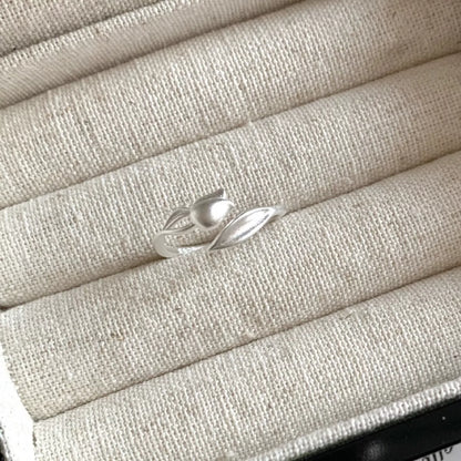 925 Sterling Silver Flower Bypass Ring