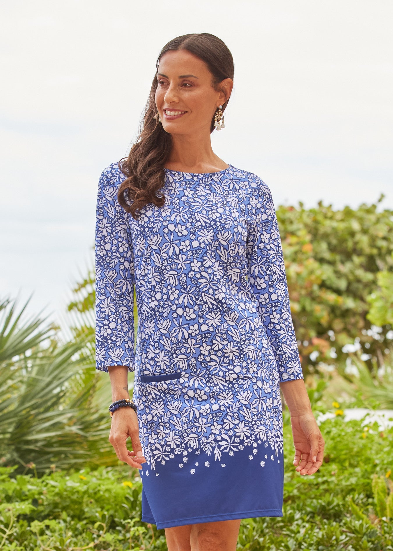 Seaside Floral Cabana Shift Dress