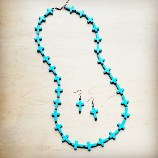 **Blue Turquoise Cross Earrings 220w