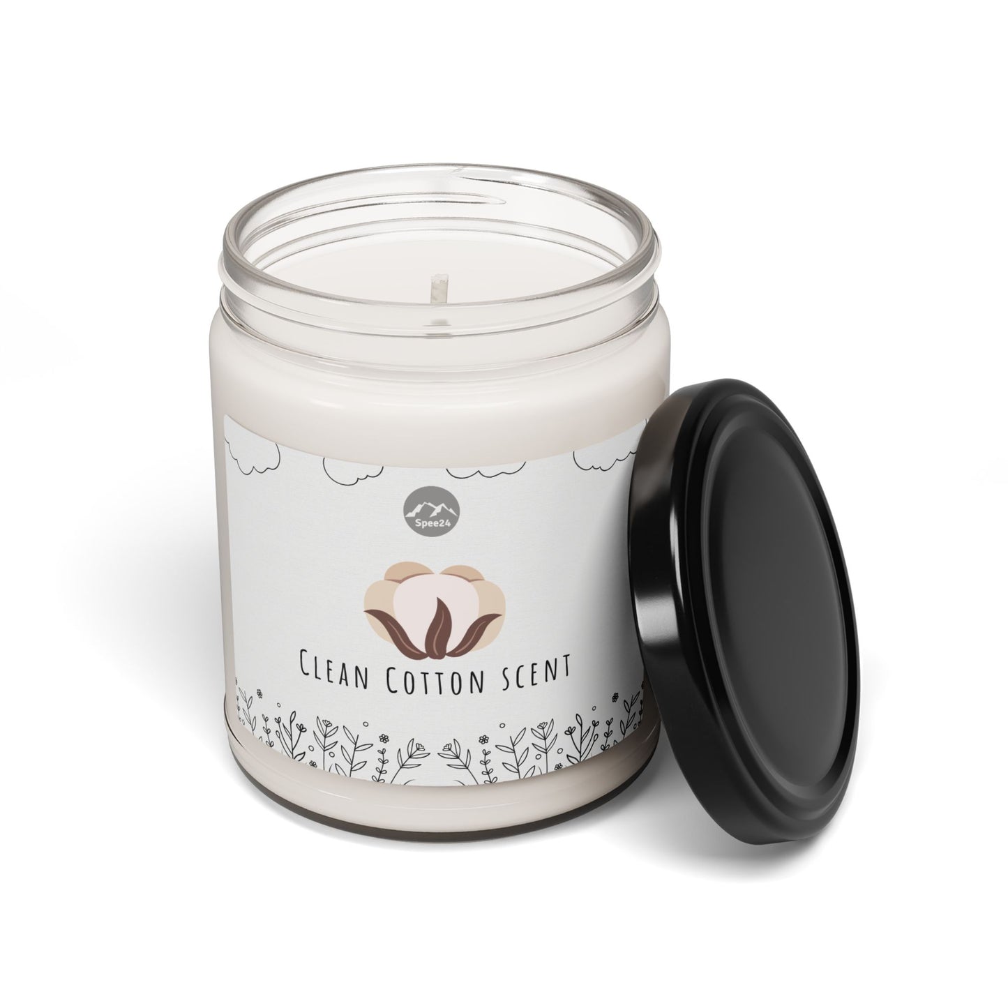 Clean Cotton Scented Soy Candle, Aromatherapy Candle, Home Decor Gift, Eco-Friendly Candle, Relaxation Candle, Candle for Stress Relief-- 9oz