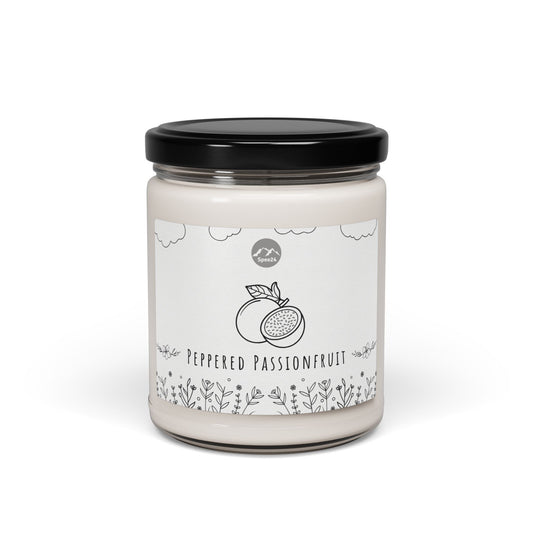 Peppered Passionfruit Scented Soy Candle, Cozy Home Décor, Gift for Birthdays, Relaxation, Aromatherapy, Hand-poured 9oz Candle