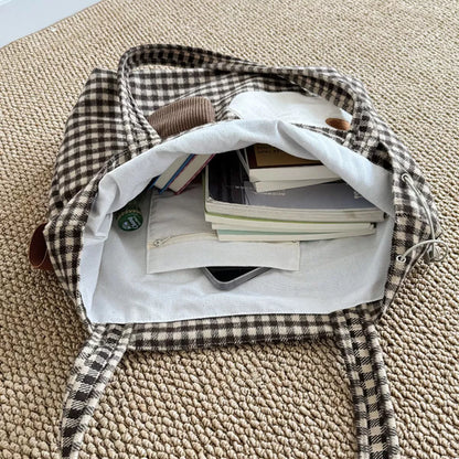 Gingham Drawstring Handbag