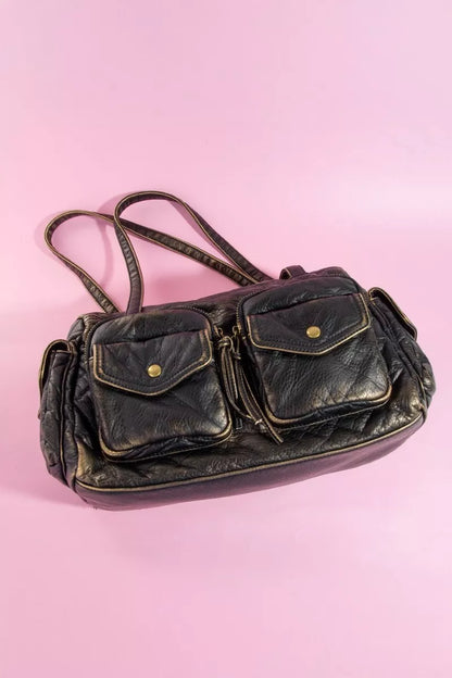 Fame Multi Pocket Textured Leather Shoulder Bag