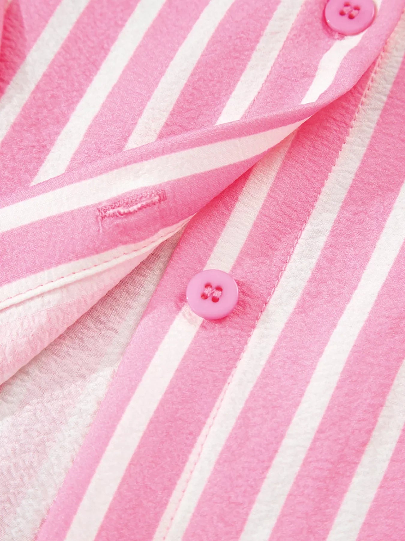 Stripe Buttoned Front Long Sleeve Top and Pants 2 Piece Sleepwear