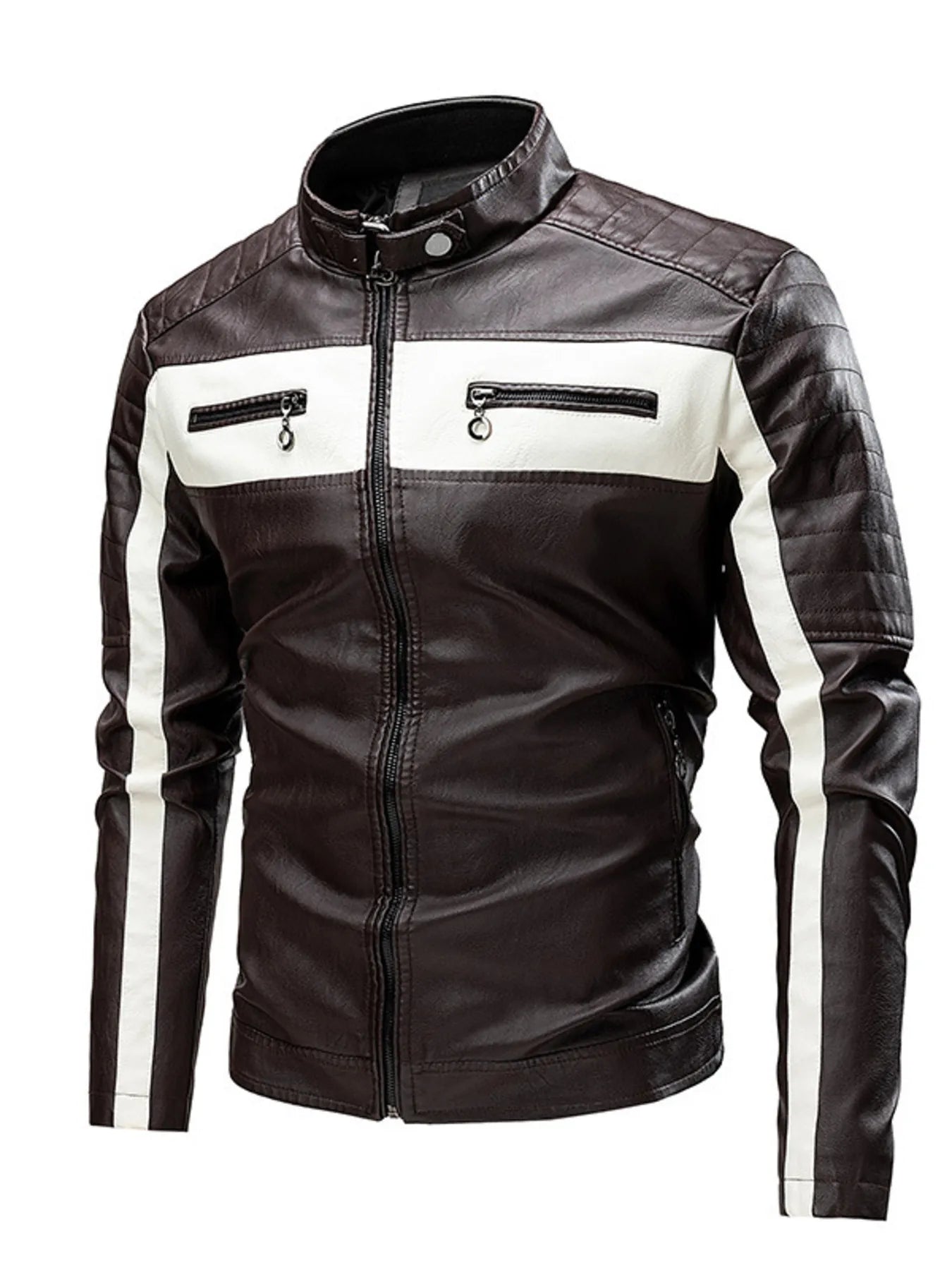 Men's Plus Size Contrast Zip Up Long Sleeve Jacket