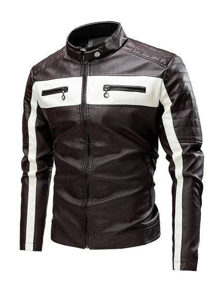 Men's Plus Size Contrast Zip Up Long Sleeve Jacket
