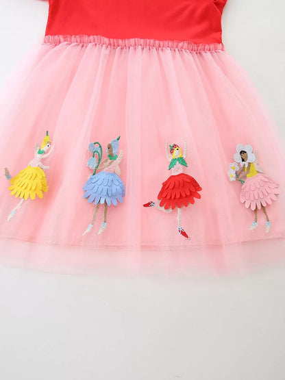 Children's Ballerina Applique Tulle Dress