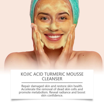 OUHOE Kojic Acid Turmeric Mousse Cleanser Moisturizes And Locks Water Temperature And Cleanses Clear And Clear Skin Foam Cleanser