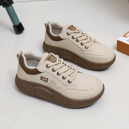 Lace Up Round Toe Platform Sneakers
