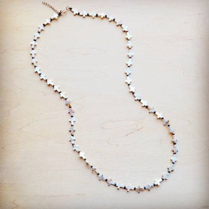 **Long Mother-of-Pearl Cross Necklace 259p
