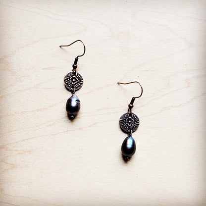 **Genuine Freshwater Gray Pearl Earrings 225j