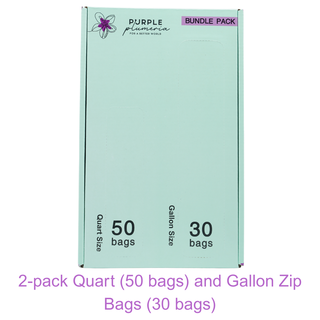 Compostable Resealable Bags. Eco-Friendly & Durable. Snack, Sandwich, Quart & Gallon Sizes