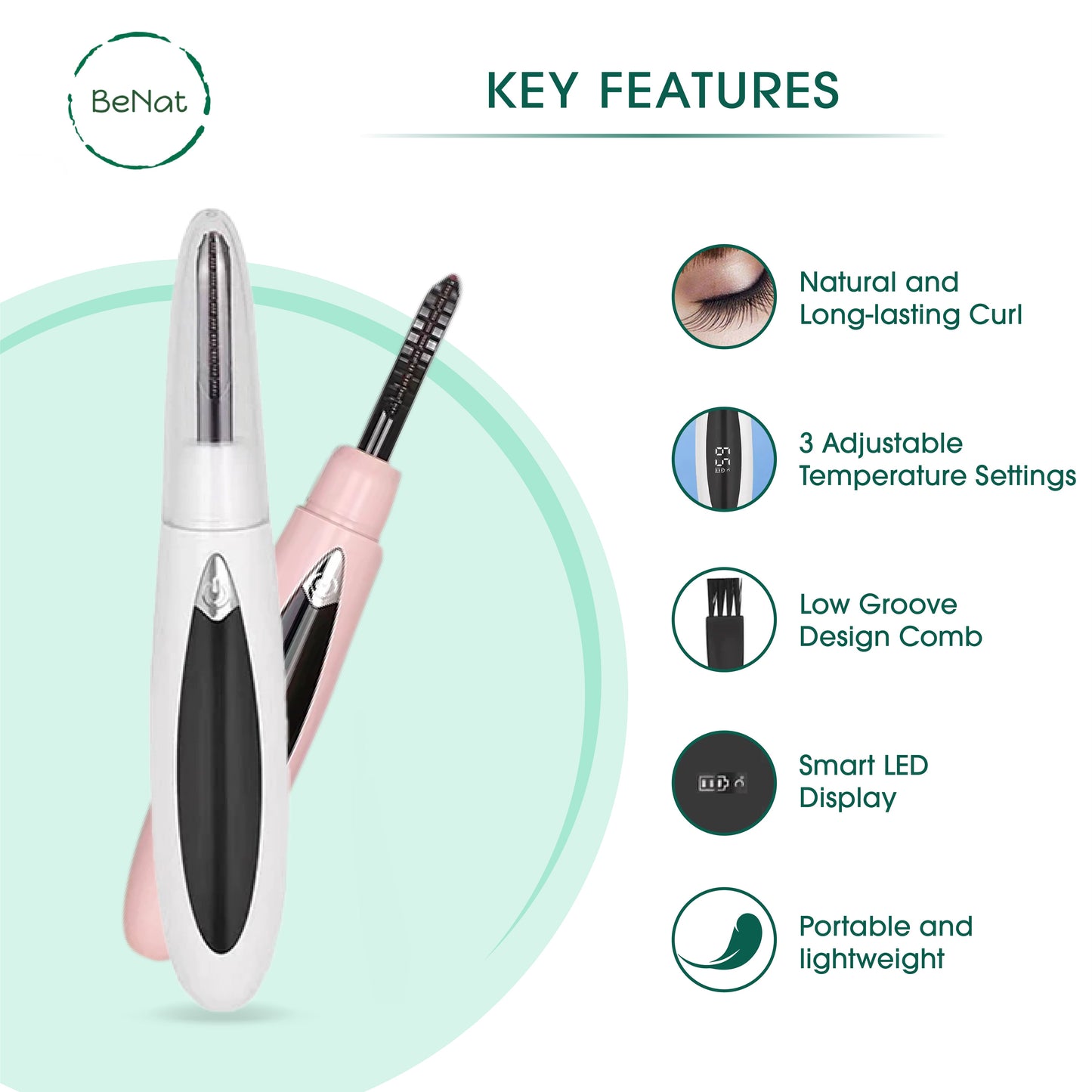 The Effortless Beauty Kit -Facial Hair Remover, Eyebrow Trimmer & Heated Eyelash Curler Set