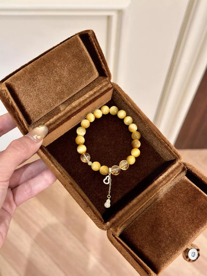 Tiger Eye Beaded Bracelet with Gourd Charm
