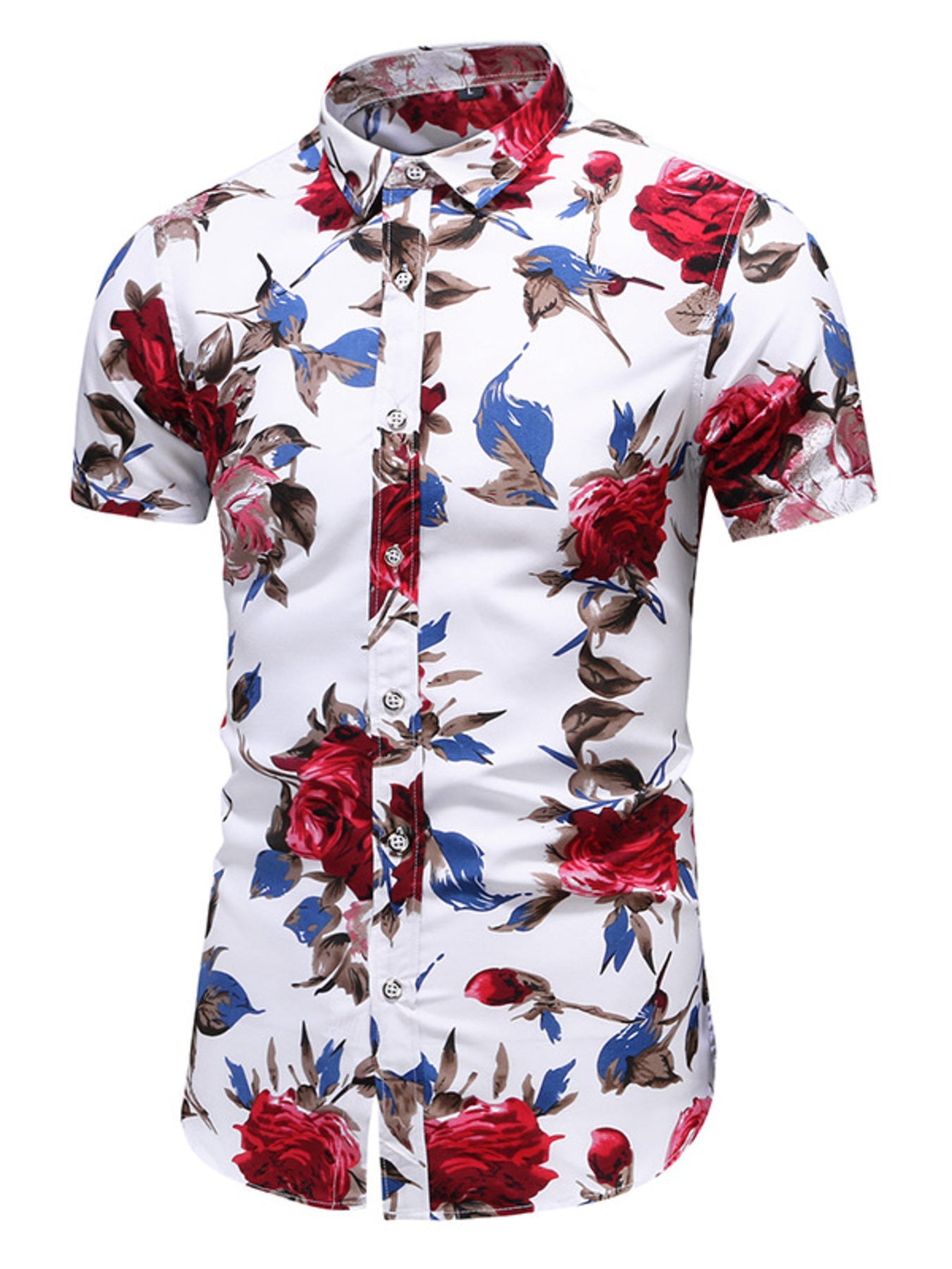 Men's Plus Size Floral Print Short Sleeve Casual Shirt