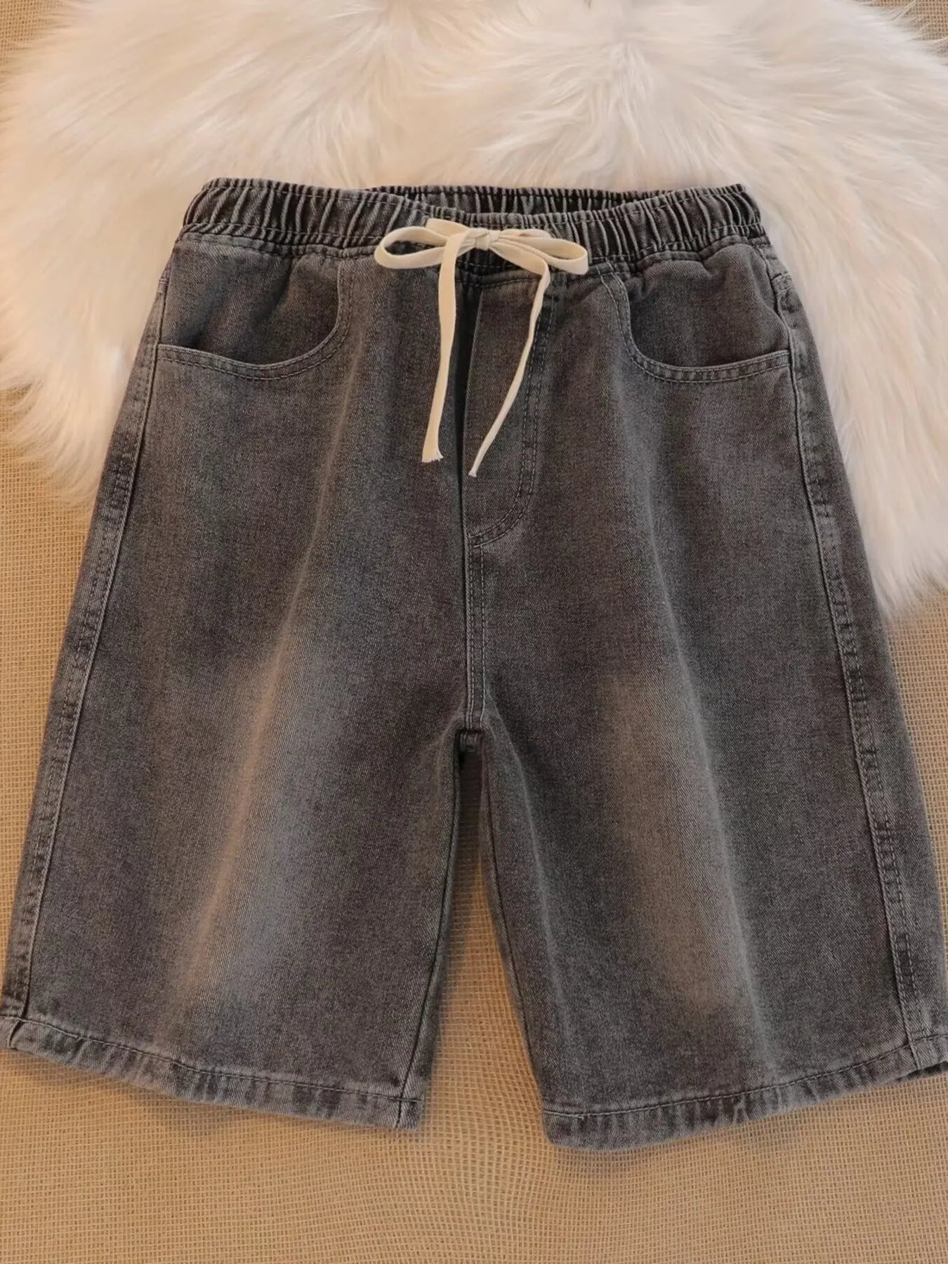 Men's Plus Size Drawstring Denim Shorts