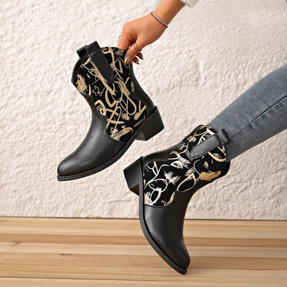 Point Toe Block Heels Boots