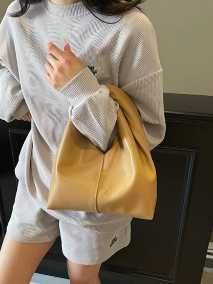 Knot Handle Leather Handbag