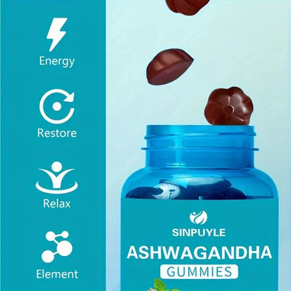 Ashwagandha Gummies 60 Count - Stress Relief, Energy Boost & Relax Support - Natural Adaptogen Supplement