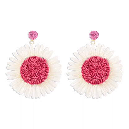 Sunflower Rattan Dangle Earrings