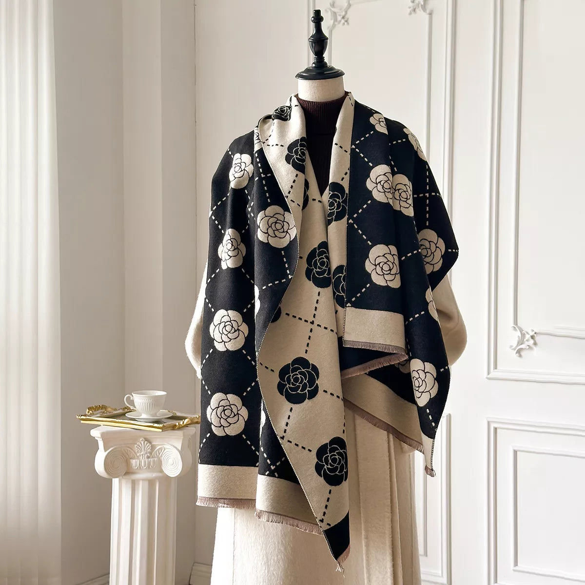 Floral Raw Hem Scaarf