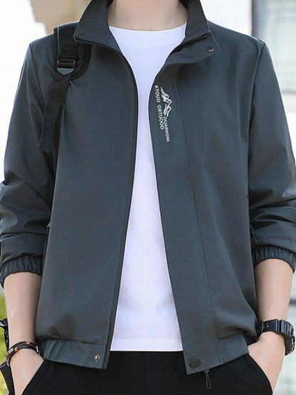 Men's Plus Size Zip Up Long Sleeve Jacket