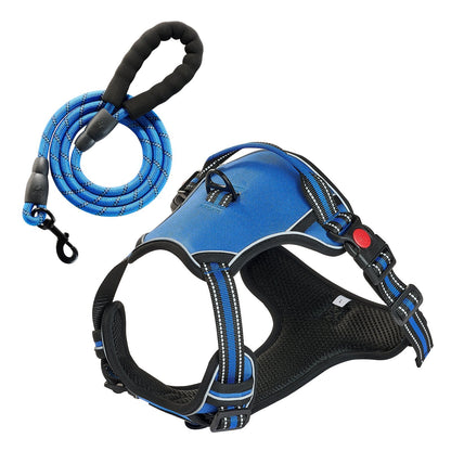Dog Harness For Large Dogs, No Pull Adjustable Dog Vest Pet Harness, With 5ft Leash, Handle, Metal Rings, Buckles, Reflective Stitching 600D Oxford Fabric, For Training, Walking, And Hiking