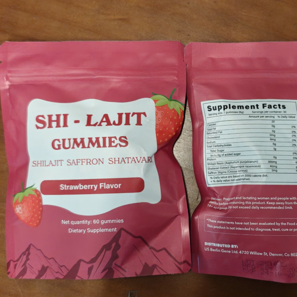 Shi-Lajit Gummies Shilajit Saffron Shatavari, Strawberry Flavor