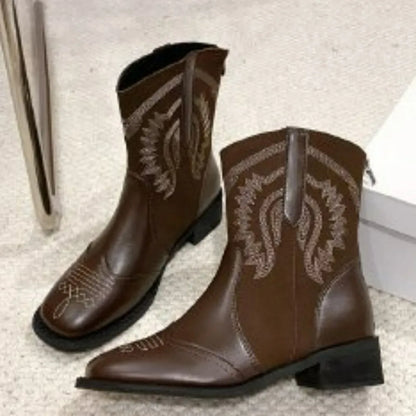 Square Toe Block Heels Boots