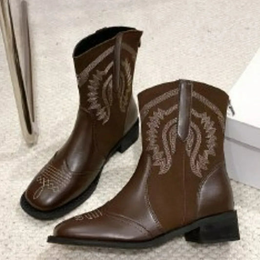 Square Toe Block Heels Boots
