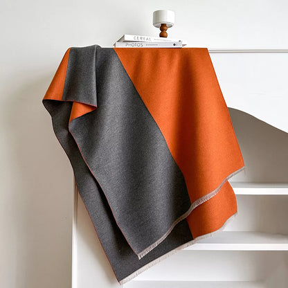 Two-Tone Raw Hem Scarf