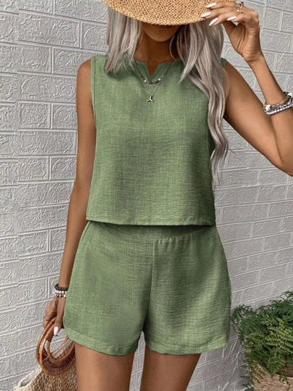 Sleeveless Top and Shorts Casual Set