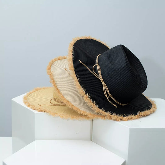 Frayed Brim Straw Hat