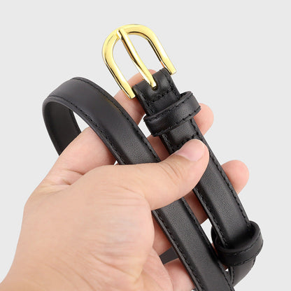 Leather Belt with Golden Buckle
