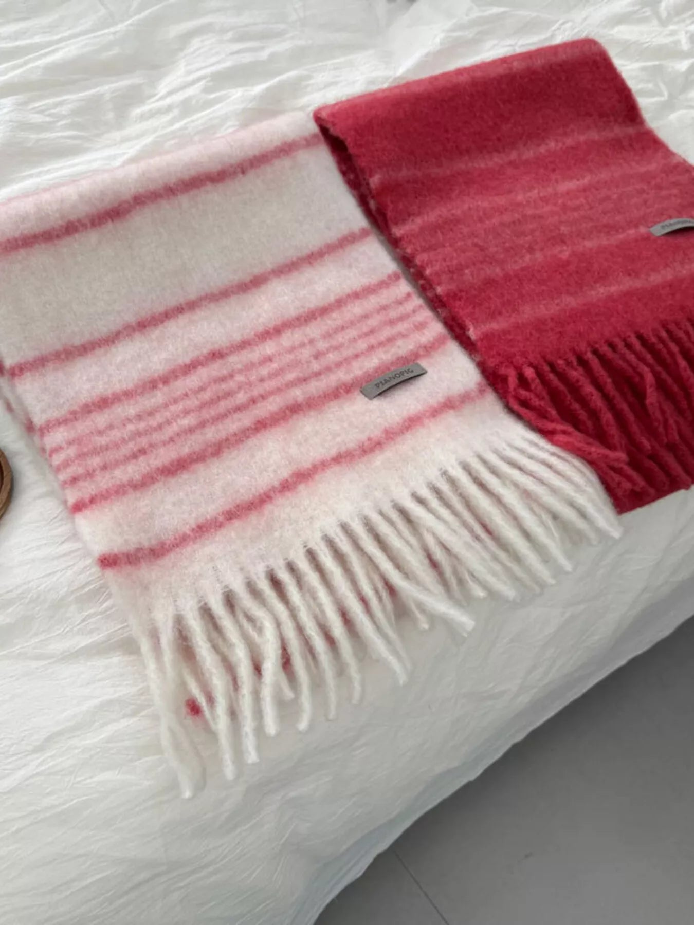 Cozy Striped Fringe Hem Scarf