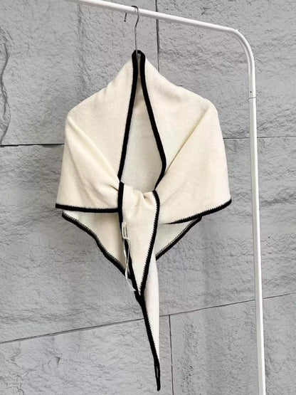 100% Wool Contrast Trim Scarf