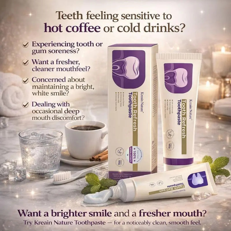 Kreain Nature Daily Oral Care Toothpaste, Hydroxyapatite Formula, Natural Ingredients, Sensitive Teeth Soothing Gentle Care, Whitening, Stain Repair & Elimination