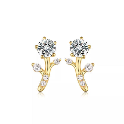 2 Carat Moissanite 925 Sterling Silver Floral Stud Earrings