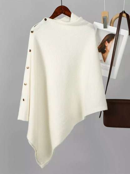 Button-Accented Poncho Scarf