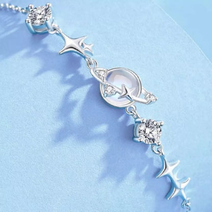 925 Sterling Silver Zircon Star Adjustable Bracelet
