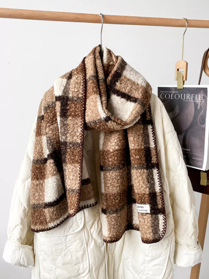 Cozy Plaid Knitted Scarf