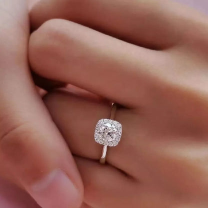 1 Carat 925 Sterling Silver Moissanite Square Ring