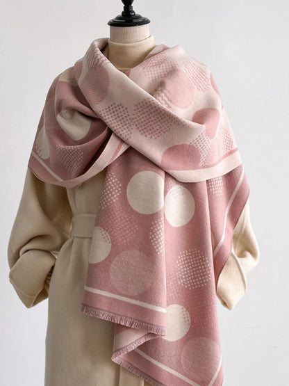 Polka Dot Raw Hem Scarf
