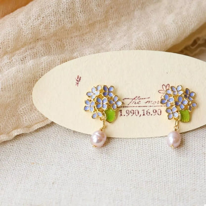 Flower Pearl Drop Earrings