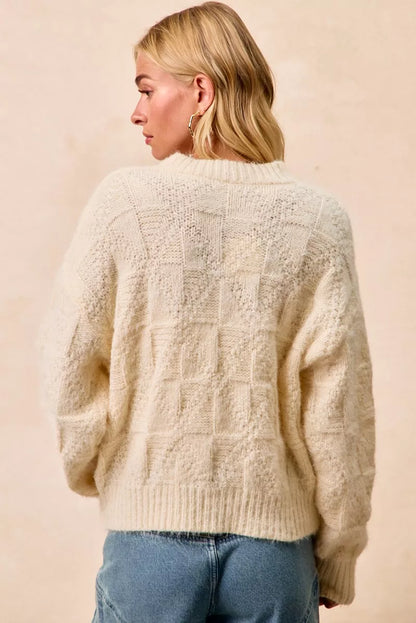 BiBi Checker Board Drop Shoulder Sweater