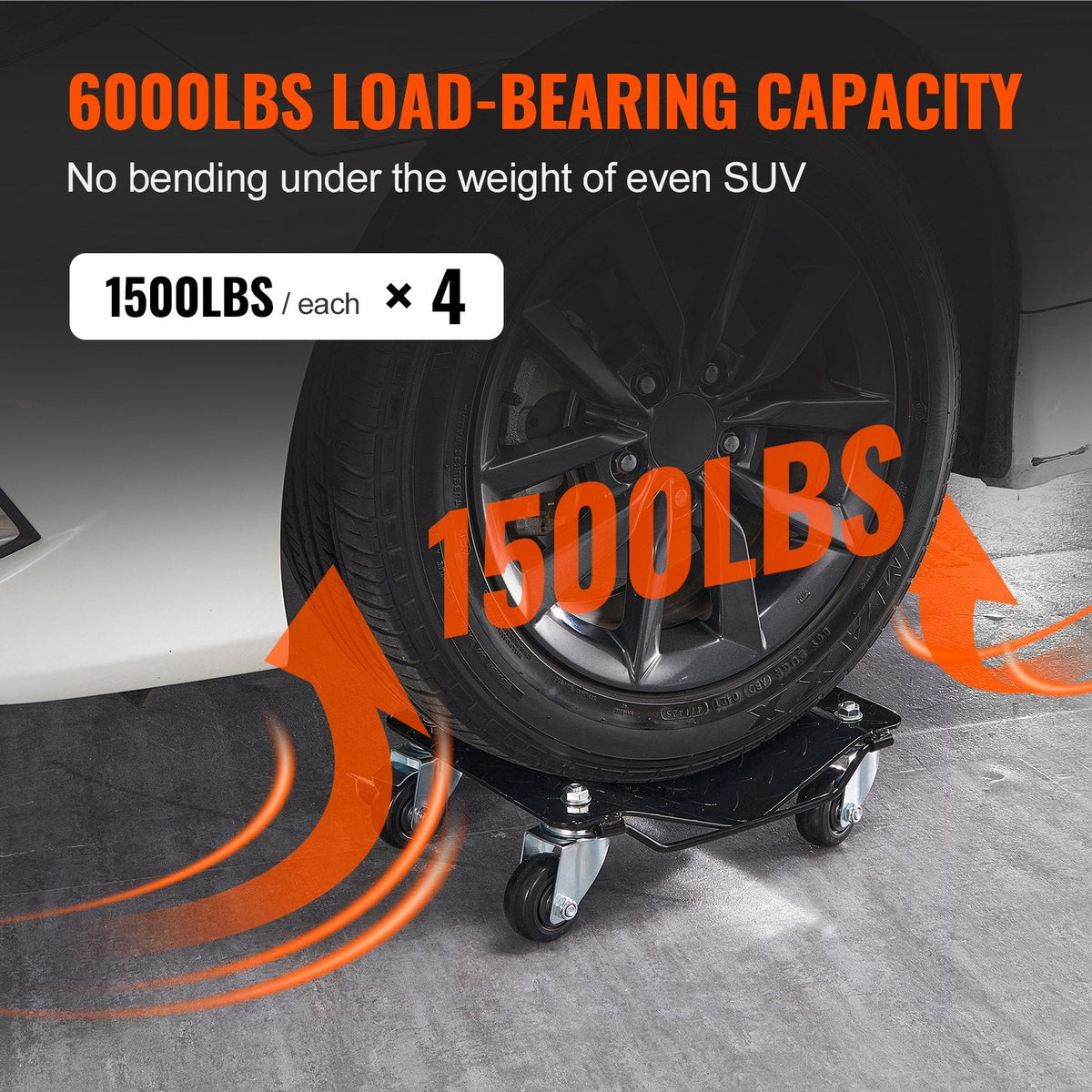 VEVOR Wheel Dolly, 6000 Lbs 2722 Kg Car Moving Dolly, Wheel Dolly Car Tire Stake Set Of 4 Piece, Heavy-duty Car Tire Dolly Cart Moving Cars, Trucks, Trailers, Motorcycles, And Boats